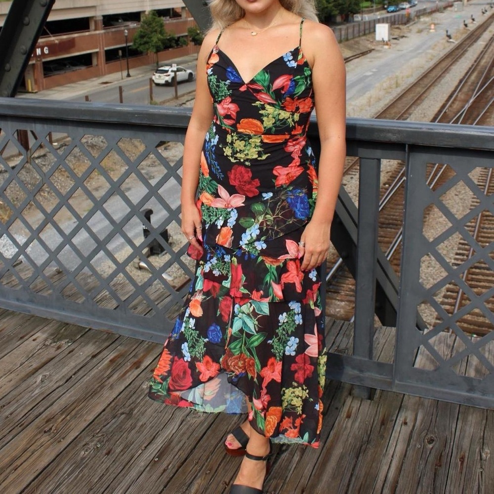 Black Ruffled Tiered High Low Sundress